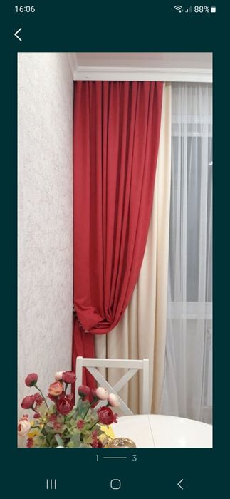 Шторы канвас красный