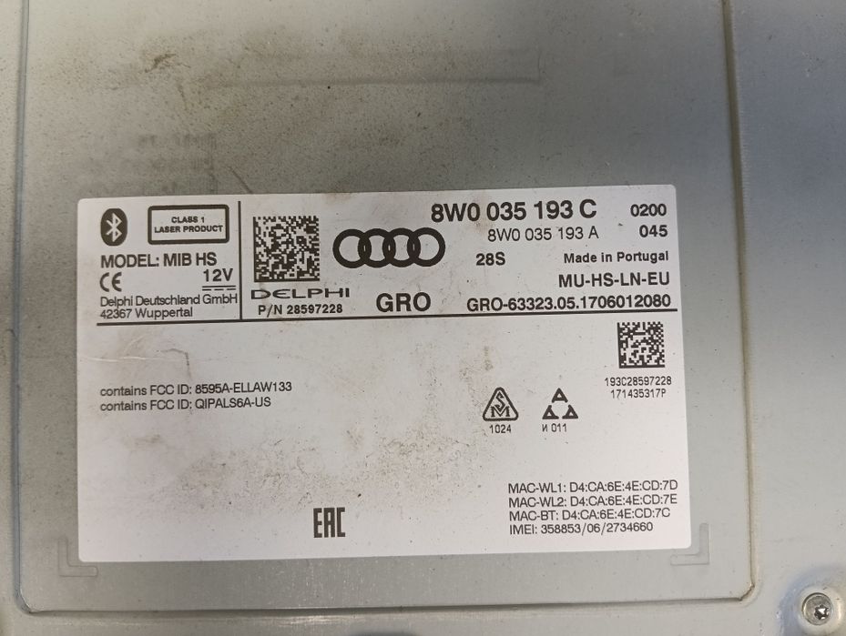 Unitate Navigatie MMI Delphi MIB HS cod 8W0035193C 8W0035193A