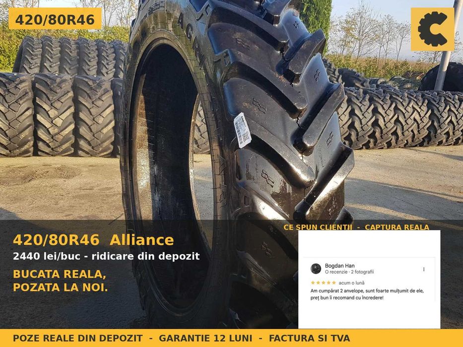 ANVELOPE 420/80R46 16.9R46 16.9-46 42080R46 Alliance Cauciucuri Tractor Prasit Erbicidat SH GARANTIE Factura TVA