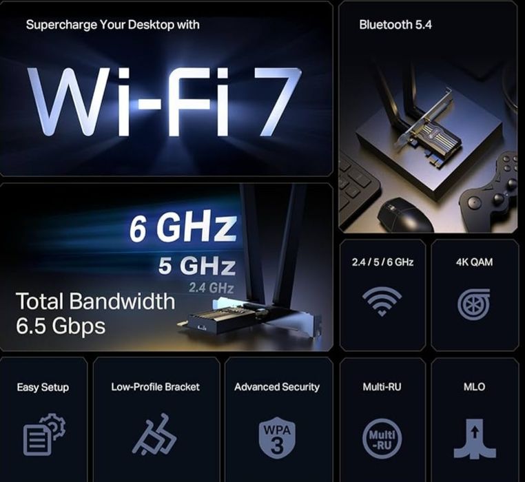 # TPlink Archer TBE400E BE6500 WiFi 7 Tri-Band BT5.4 PCI-E Adapter
