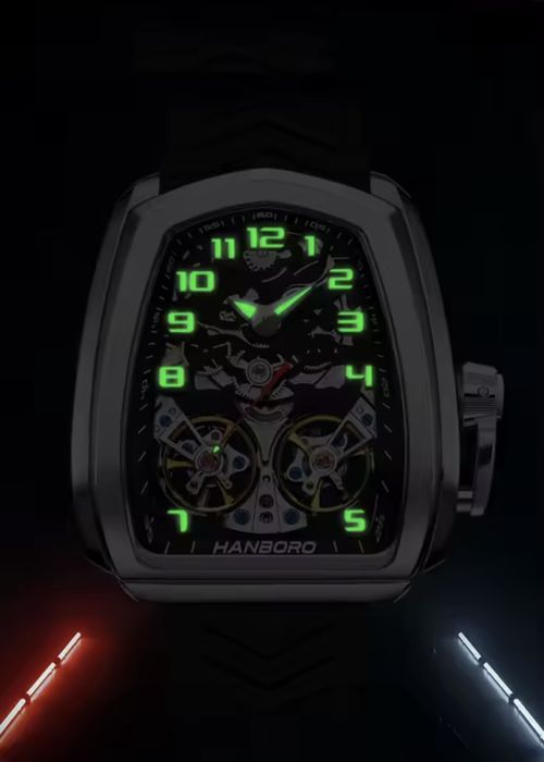 ЧИСТО НОВ ! Мъжки механичен / автоматичен часовник  "Hanboro" (Silver)