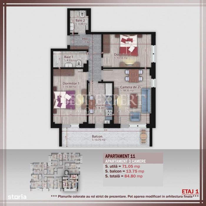 3 Camere | Bloc Boutique | Incalzire in Pardoseala | 600 m STB