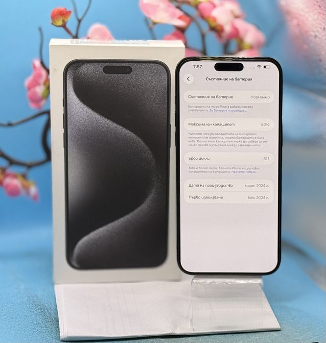 ГАРАНЦИОНЕН!!! Apple iPhone 15 Pro Max, 256GB, 5G, Black Titanium