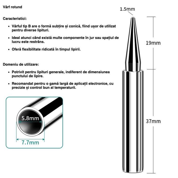 Set varfuri universale pentru letcon 907 120W 5 bucați fara plumb