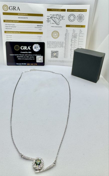 Сребърно колие с мойсанит (Диамант) 0.5 карата