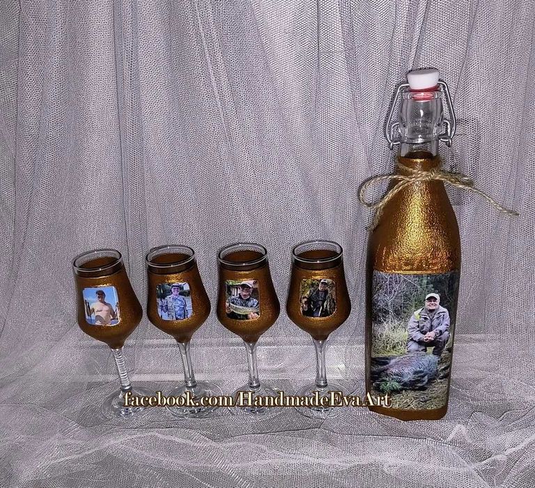 Подарък за рибар- Бутилка (празна) с риболовен мотив