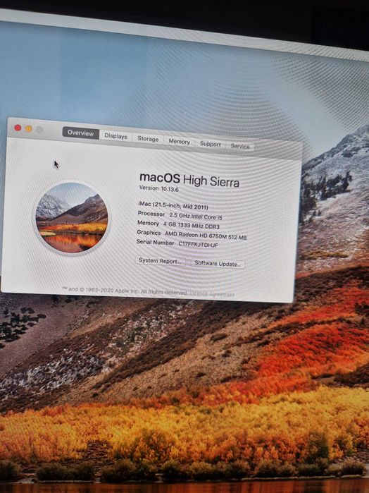 Apple IMac Mid 2011 21. 5 inch core i5 500GB HD