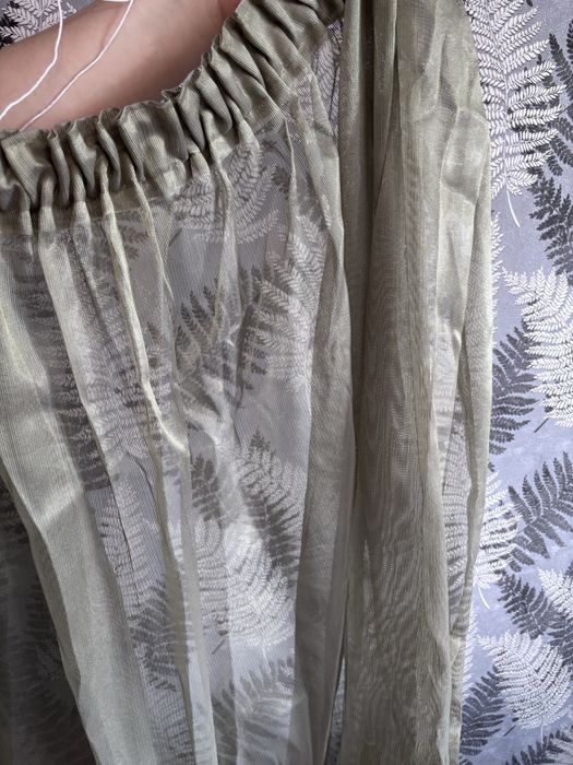 Штора и тюль зеленая