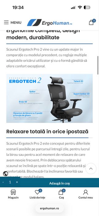 Scaun ergonomic birou