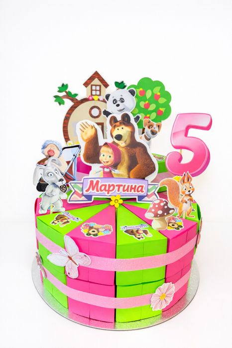 Маша и мечока хартиена торта за рожден ден Masha and the Bear