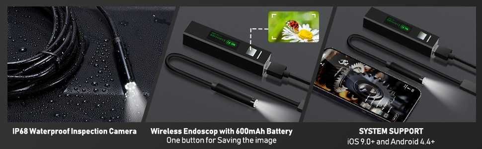 Безжичен ендоскоп камера за телефон с iOS и Android 720p 5м кабел