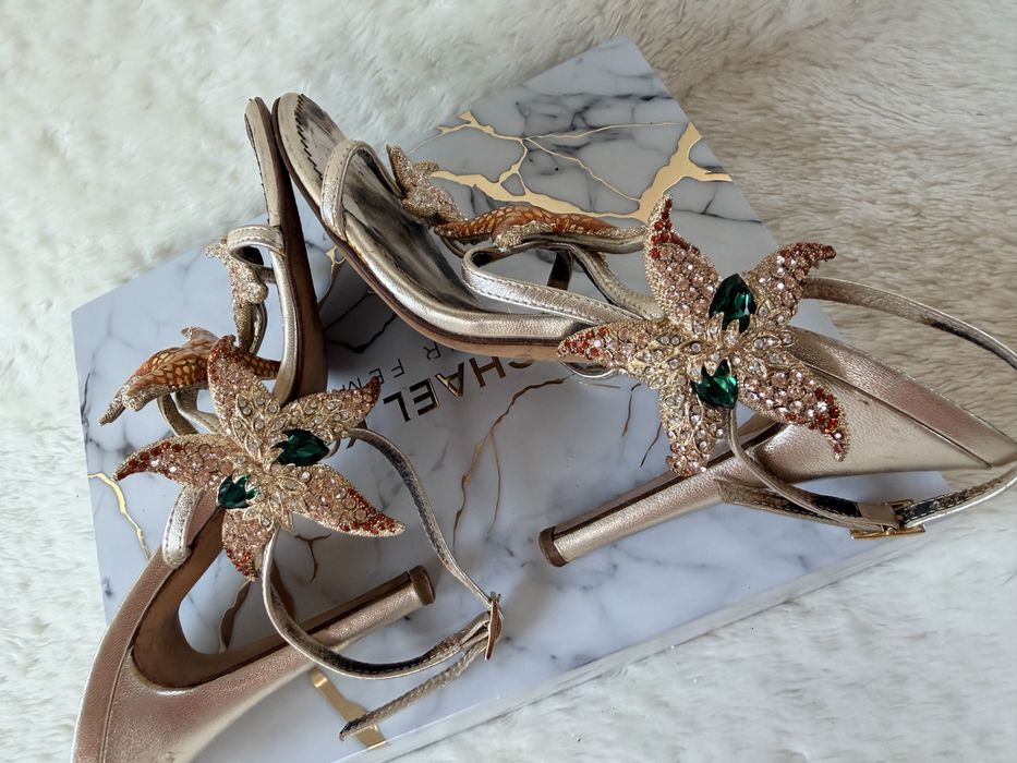 Roberto Cavalli -sanda  dama- rare gold crystal