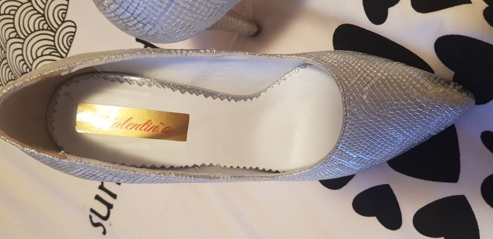 Pantofi piele argintiu marime 36