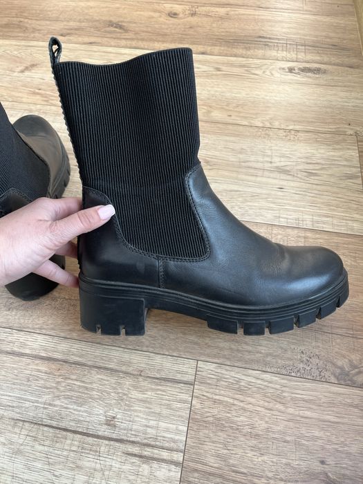 Дамски боти кожа и текстил