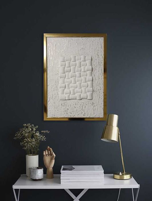 Картина текстурная, белая с золотом картина 50х40