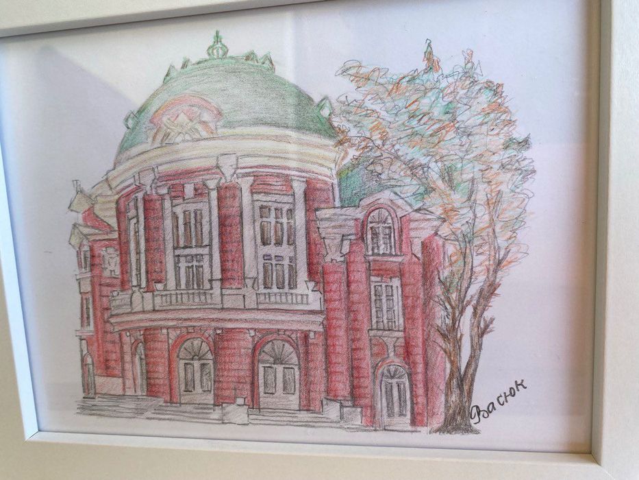Ръчно рисувана картина на Варненски градски драматичен театър