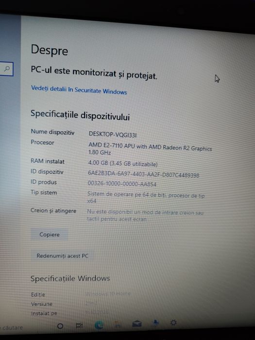 Laptop HP/ 15,6 inch / AMD/ 4 GB RAM / ssd 128 gb