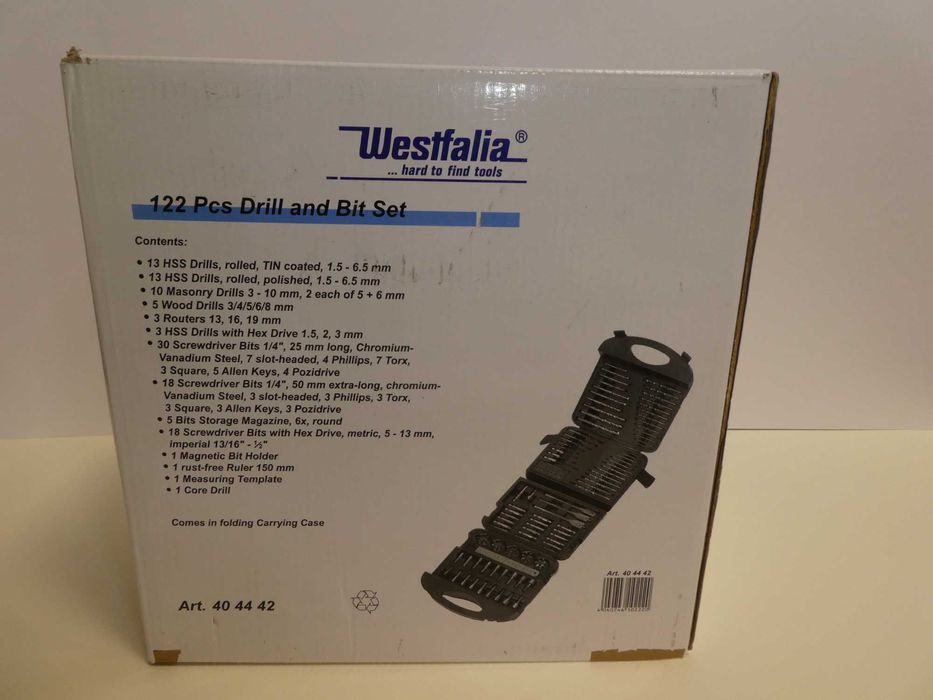 Westfalia свредла, вложки, битове, гедоре 1/4 инча, 122 ч., Германия