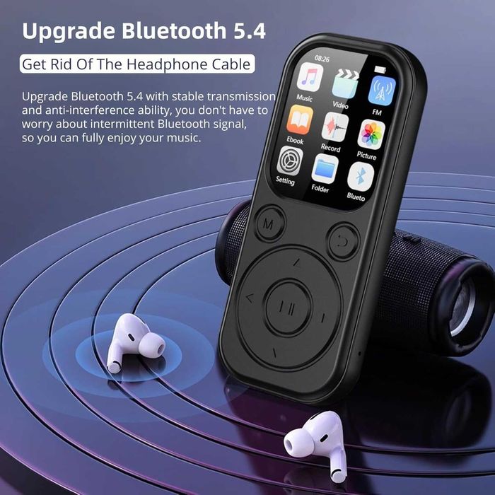 Нов MP3 Плеър (Модел 2025) с Bluetooth 5.4 – 2.01" IPS Екран, до 128GB