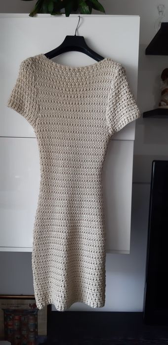 Rochie tricotata bej din lana si bumbac Italia ,superba M