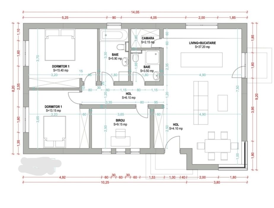 Casa parter  pe 500 mp teren