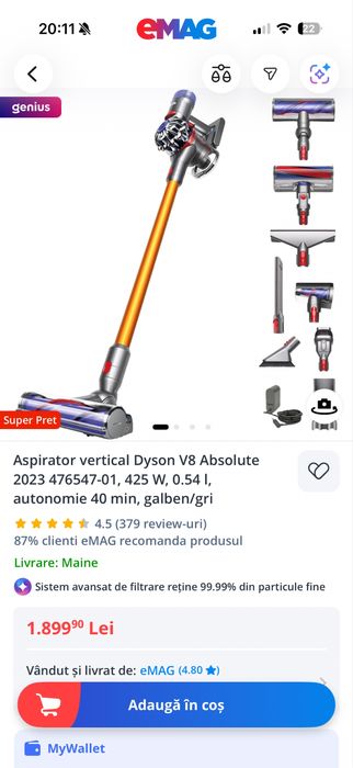 Dyson V8 Absolute, Nou, Sigilat