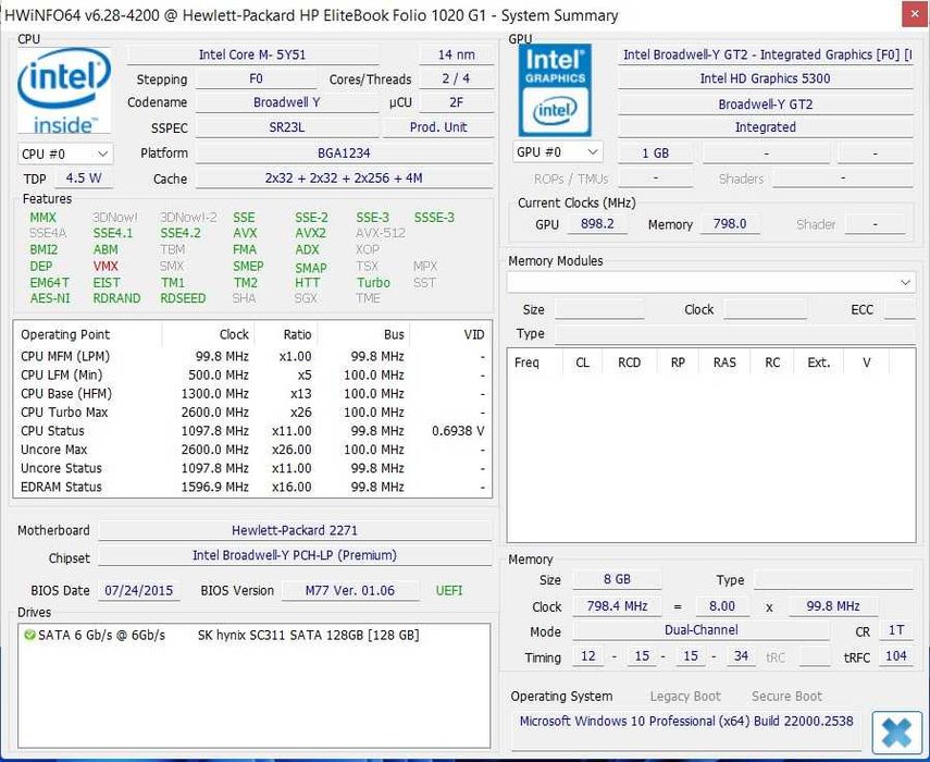 Laptop Hp EliteBook Folio 1020 SSD Ram 8Gb 12.5 inch Full Hd Slim