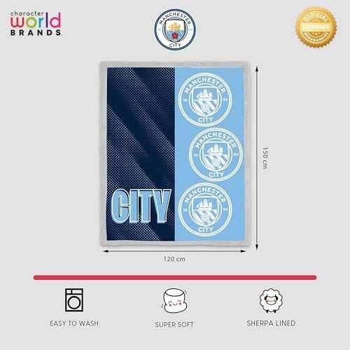 Ново Официално Sherpa Одеяло Manchester City FC 120x150см Поларено меко топло