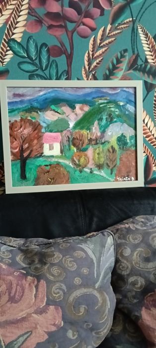 Tablou vechi românesc_Ghiață Dumitru " Valea