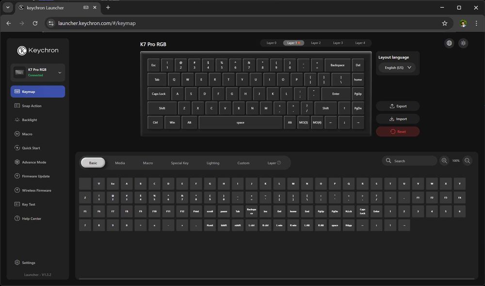 Tastatura Gaming Keychron K7 Pro Wireless RGB Backlight UltraSlim Full Box
