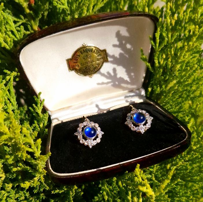 Cercei vintage autentici din aur de 18 si 14 K cu diamante naturale
