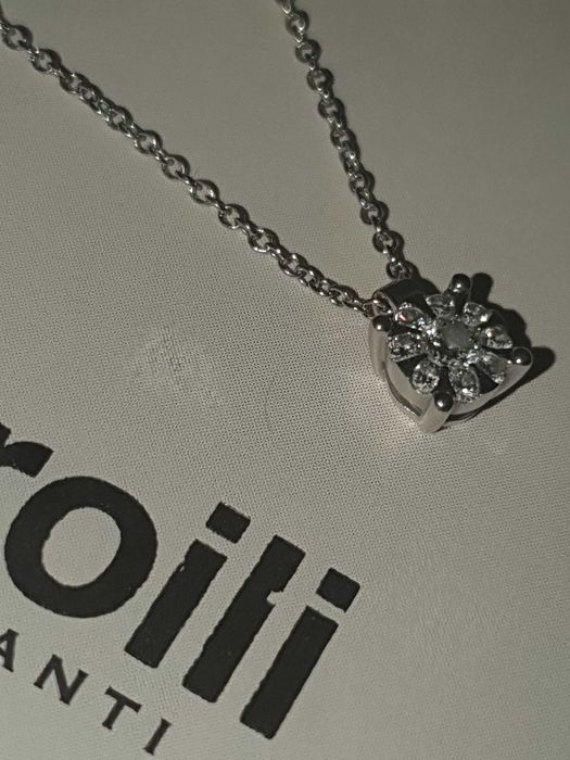 Stroili Oro Колие от бяло злато с диаманти 0,16 карат