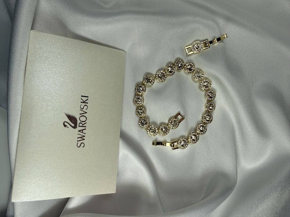 Bratara swarvoski aurie in cutie si punga cadou