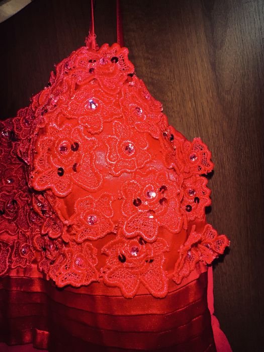 Rochie roz scurta cu trana