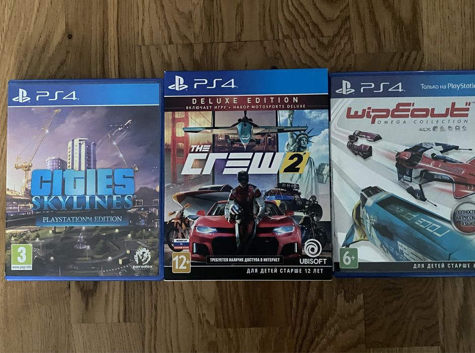 Игры на PS4, the crew 2, cities skylines, wipeout