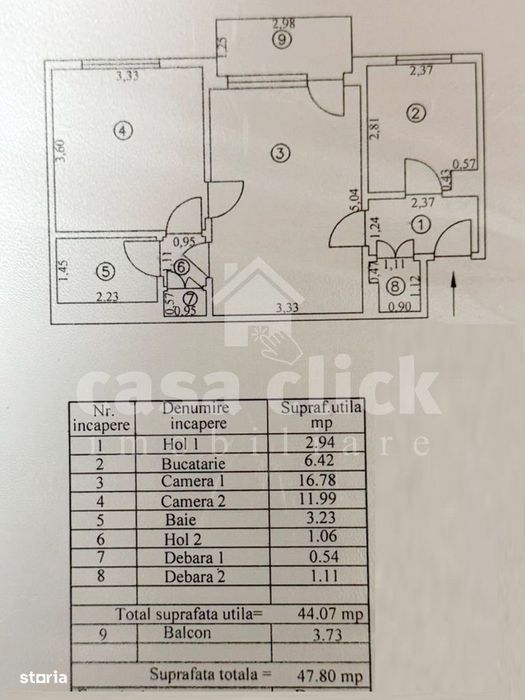 Etaj 1, bloc fără risc seismic – 2 camere Țiglina 1