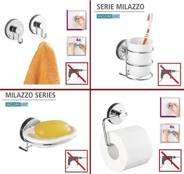 Оригинални стенни вакумни аксесоари за баня WENKO VACUUM - LOC