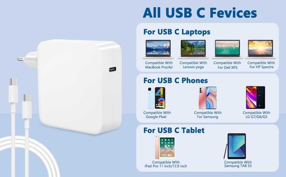 100 W USB C бързо зарядно устройство, съвместимо с Mac Book Pro