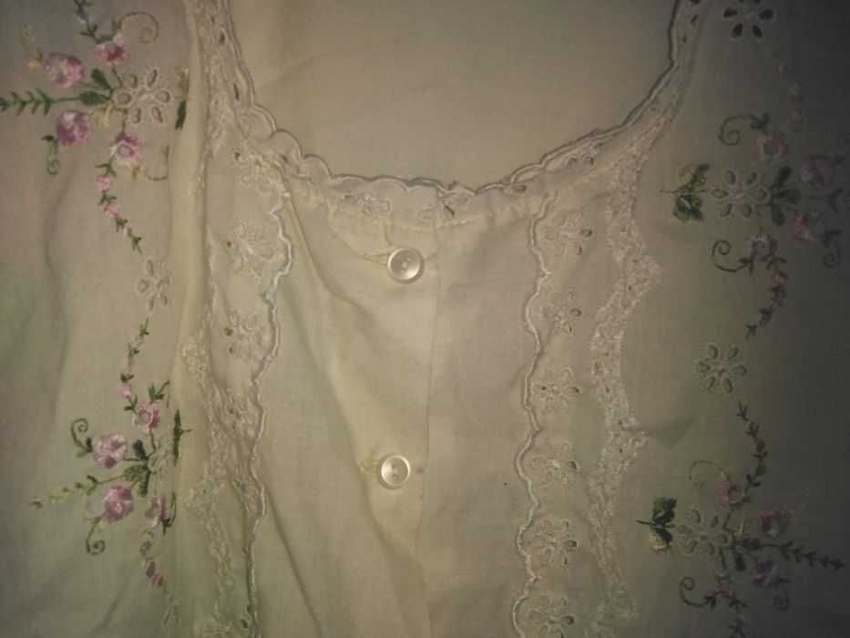 Pijama Noua broderii + dantela, camasa/bluza + pantaloni, M, L, XL,2XL