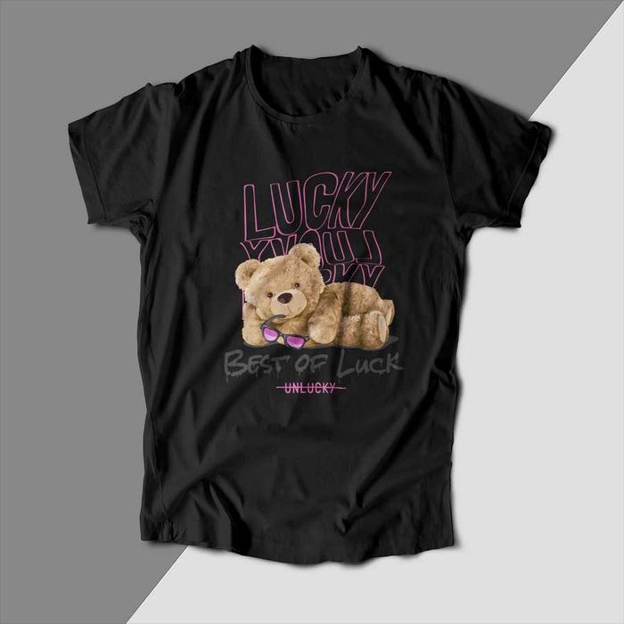 Черни тениски с Teddy Bear, Различни мечета, Тениска с щампа