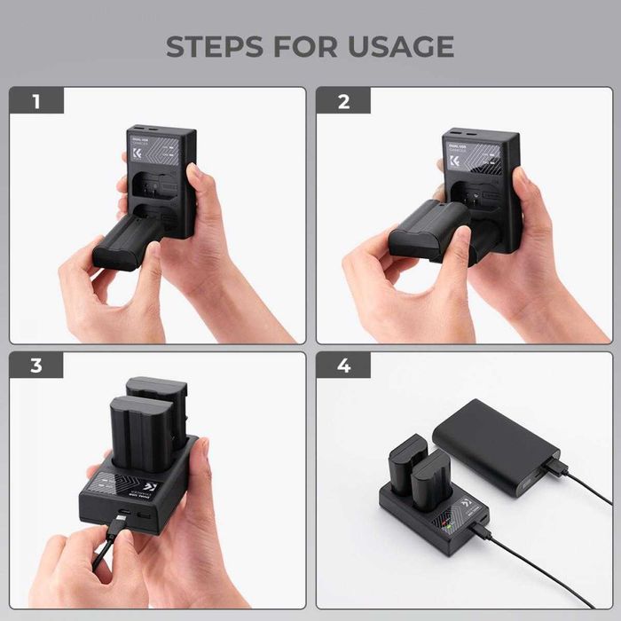 Комплект 2 батерии EN-EL15 + зарядно K&F Concept