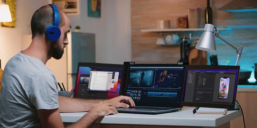 Складной тройной монитор для ноутбуков премиум сегмента