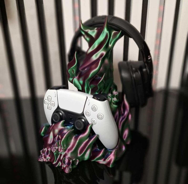 Stand Gaming  2 Controllere + Căști | Suport PS5 - Design Aurora