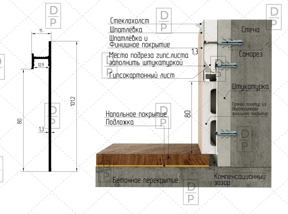 Плинтус скрытого монтажа