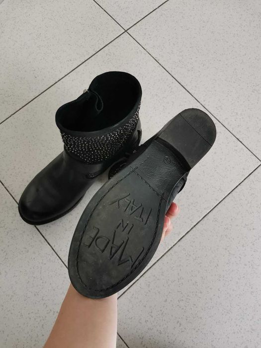 Италиански черни кожени боти