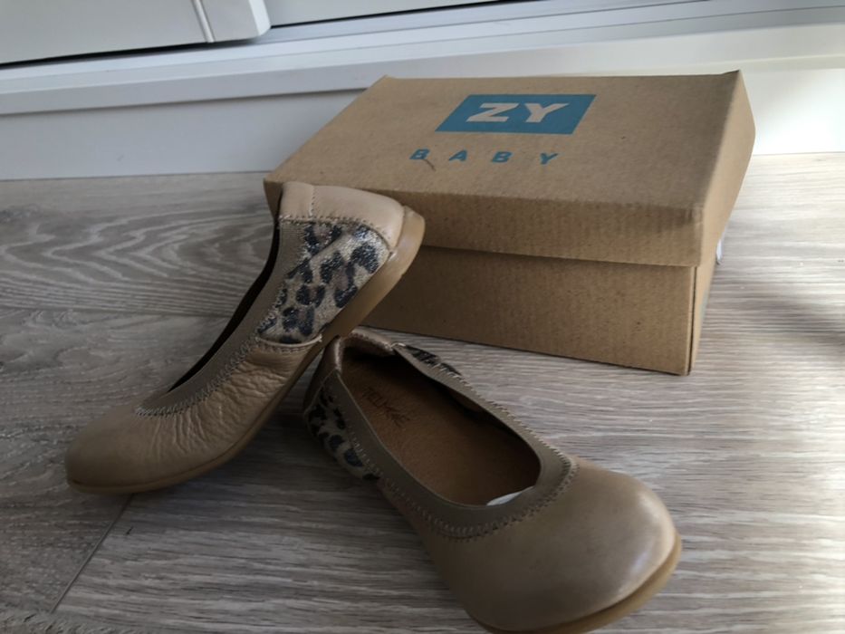 Balerini fetite marimea 25 de piele fetite crem / nude leopard