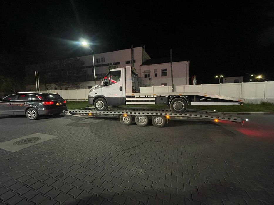 Închiriere platforma auto închiriez remorca dubla 8-8,5  3,5t