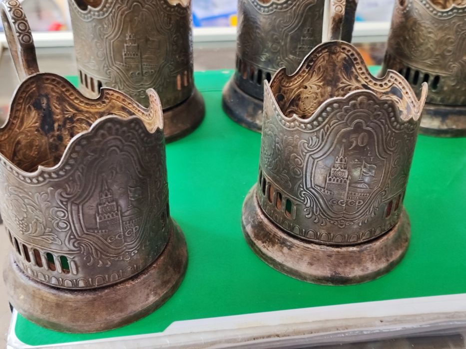 Руски посребрени подстакани за чаши шест броя