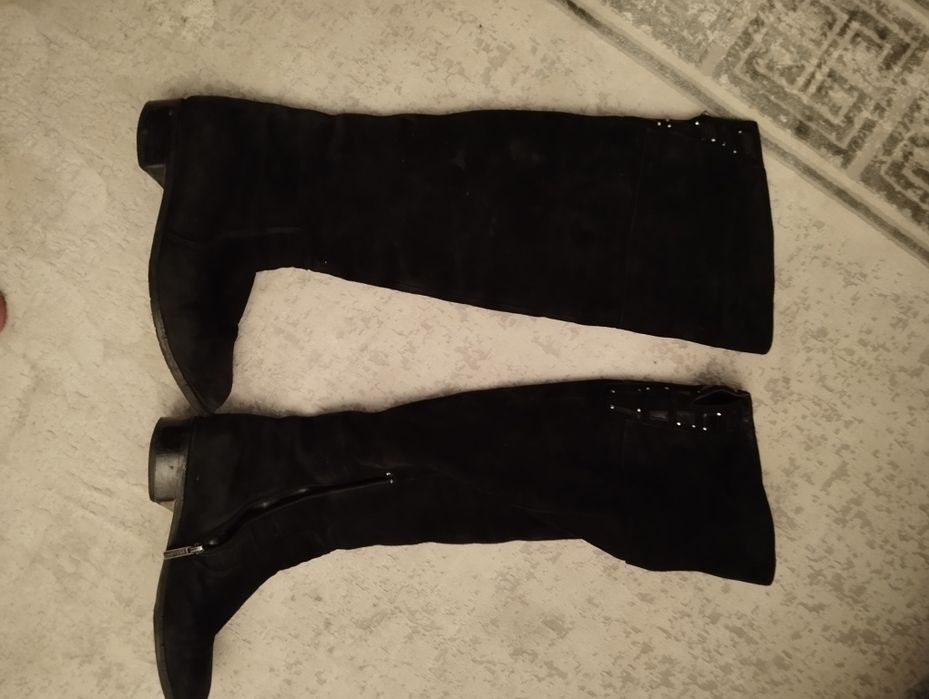 Сапоги замша черные