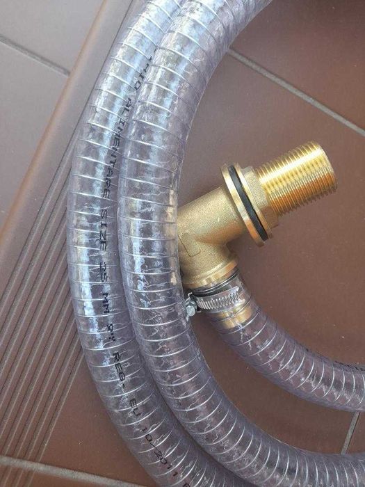 Furtun de aspirație cu conectori de alamă, incolor, 4 m, 25 mm